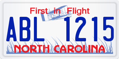 NC license plate ABL1215