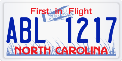 NC license plate ABL1217