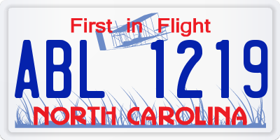 NC license plate ABL1219
