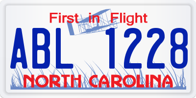 NC license plate ABL1228