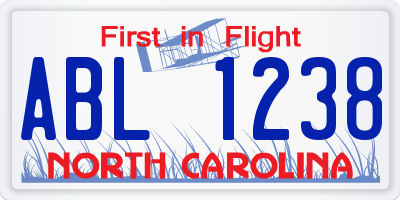 NC license plate ABL1238