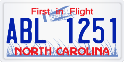 NC license plate ABL1251