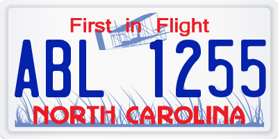 NC license plate ABL1255