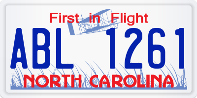NC license plate ABL1261