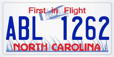 NC license plate ABL1262