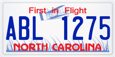 NC license plate ABL1275