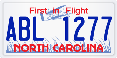 NC license plate ABL1277