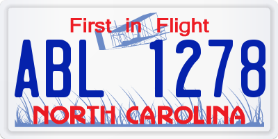 NC license plate ABL1278