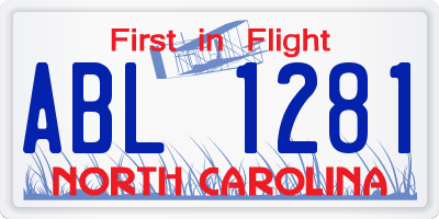 NC license plate ABL1281