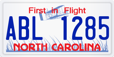 NC license plate ABL1285