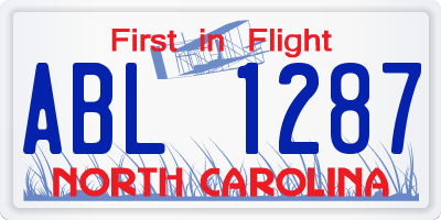 NC license plate ABL1287