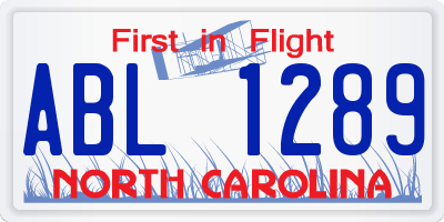 NC license plate ABL1289
