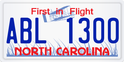 NC license plate ABL1300