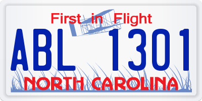 NC license plate ABL1301