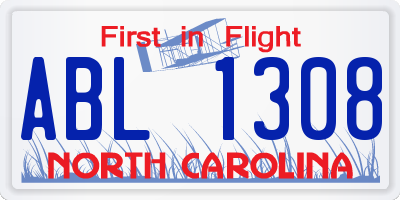 NC license plate ABL1308