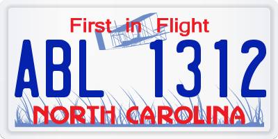 NC license plate ABL1312