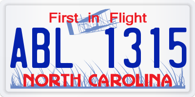 NC license plate ABL1315