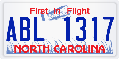 NC license plate ABL1317