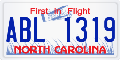 NC license plate ABL1319