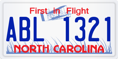 NC license plate ABL1321