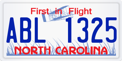 NC license plate ABL1325