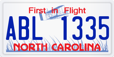 NC license plate ABL1335