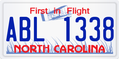 NC license plate ABL1338