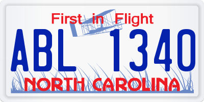 NC license plate ABL1340