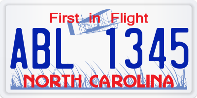 NC license plate ABL1345