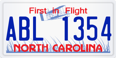NC license plate ABL1354