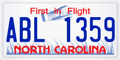 NC license plate ABL1359