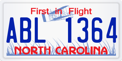 NC license plate ABL1364