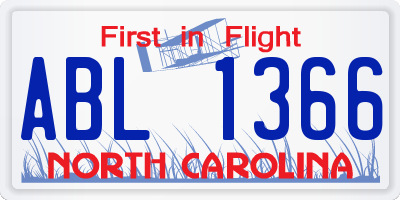 NC license plate ABL1366