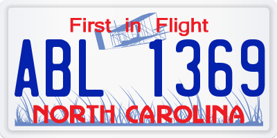 NC license plate ABL1369