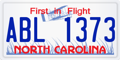 NC license plate ABL1373