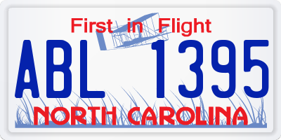 NC license plate ABL1395