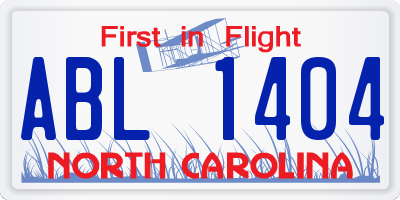 NC license plate ABL1404