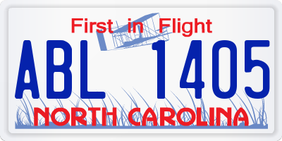 NC license plate ABL1405