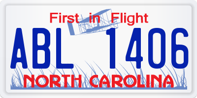 NC license plate ABL1406
