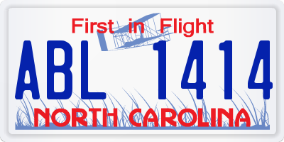 NC license plate ABL1414