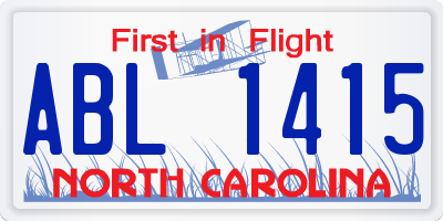 NC license plate ABL1415