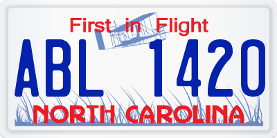 NC license plate ABL1420