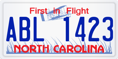NC license plate ABL1423