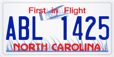 NC license plate ABL1425