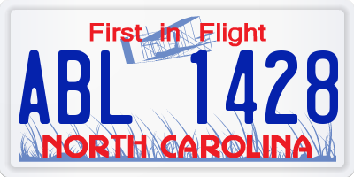 NC license plate ABL1428