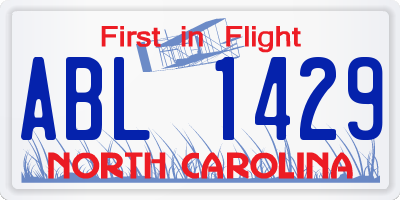 NC license plate ABL1429
