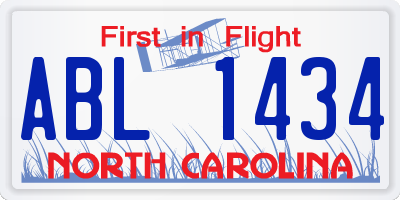 NC license plate ABL1434