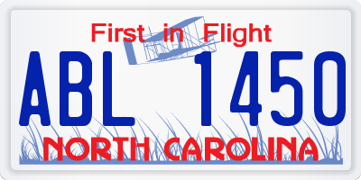 NC license plate ABL1450
