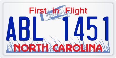 NC license plate ABL1451