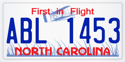 NC license plate ABL1453